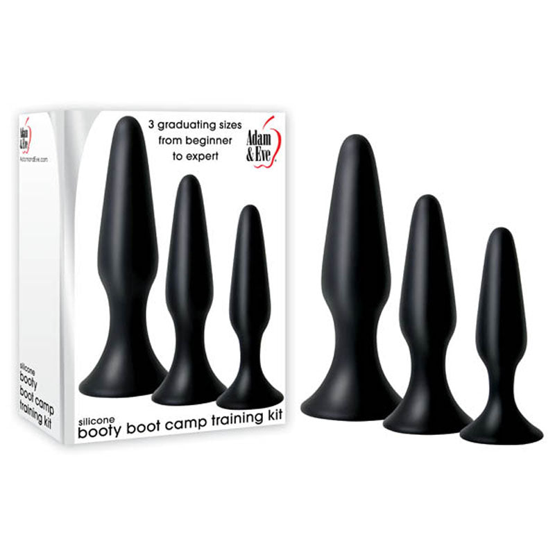 Adam & Eve Silicone Booty Boot Camp Training Kit - Butt Plugs - Set of 3 Sizes