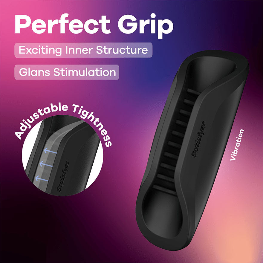 Satisfyer Perfect Grip - USB-C Rechargeable Vibrating Masturbator Sleeve