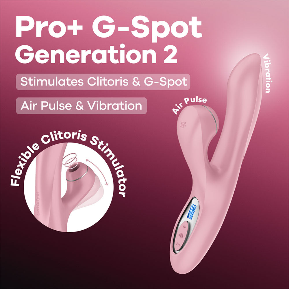 Satisfyer Pro + G-Spot - - Rose 22 cm USB-C Rechargeable Rabbit Vibrator with Touch-Free Clitoral Stimulator
