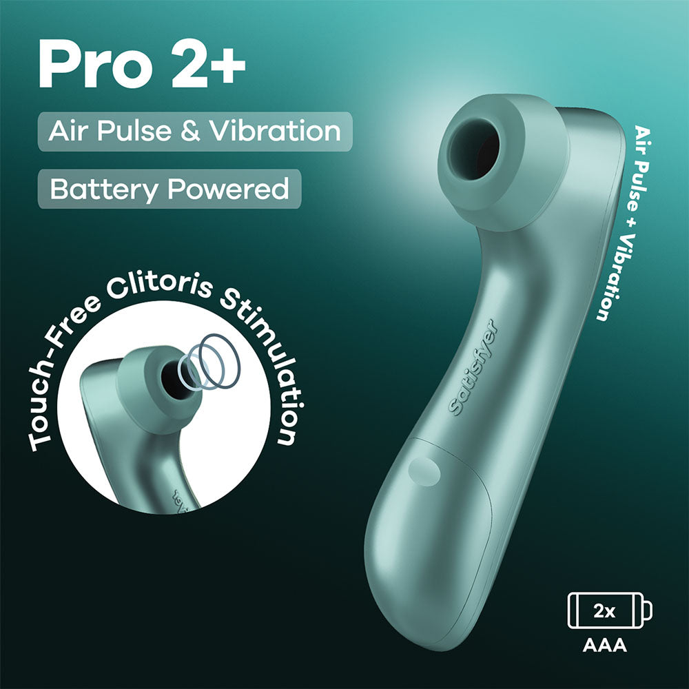 Satisfyer Pro 2+ Battery Series - Mint Air Pulse Clitoral Stimulator with Vibration