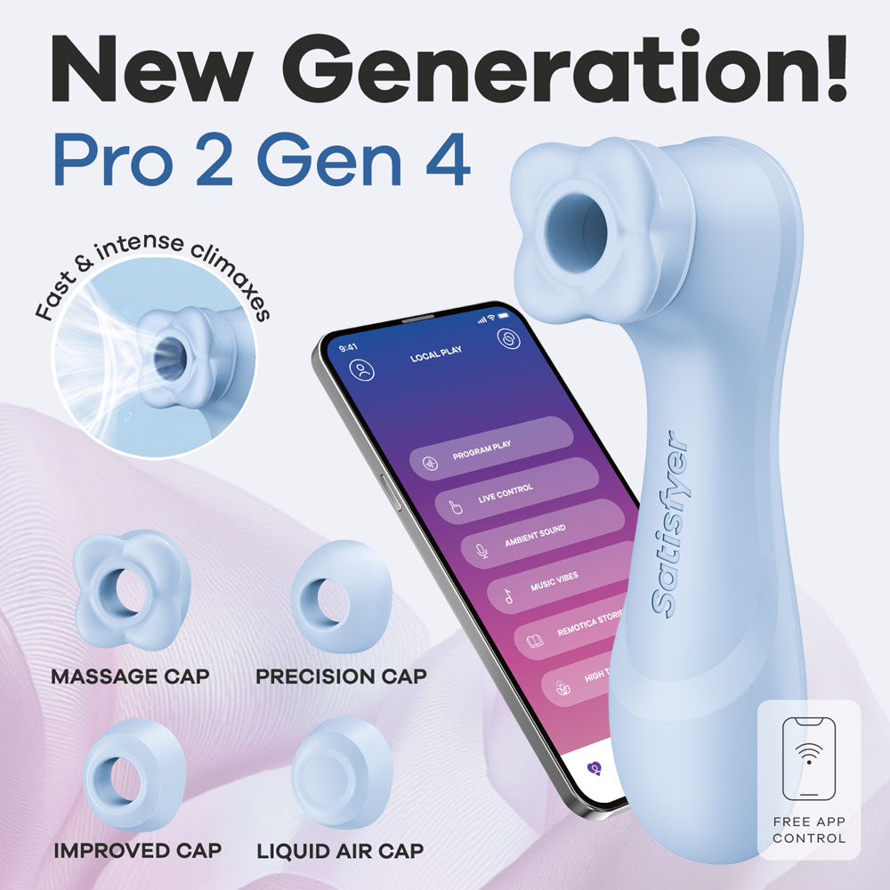 Satisfyer Pro 2 Generation 4 - Serene - Touch-Free USB-C Rechargeable Clitoral Stimulator with App Control