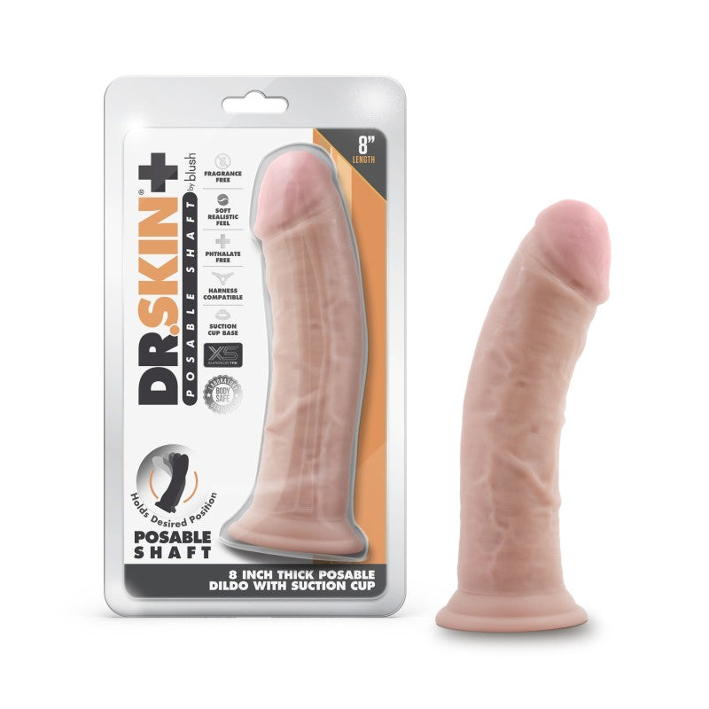 Dr. Skin Plus 8'' Thick Posable Dildo - 20.3 cm Poseable Dong