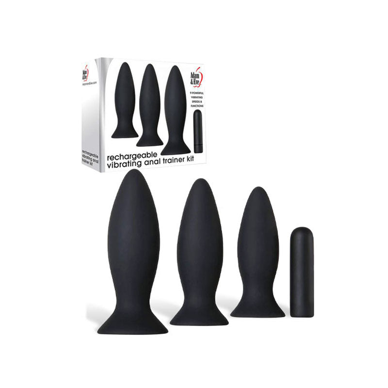 Adam & Eve Rechargeable Vibrating Anal Trainer Kit - Butt Plugs with USB Rechargeable Bullet