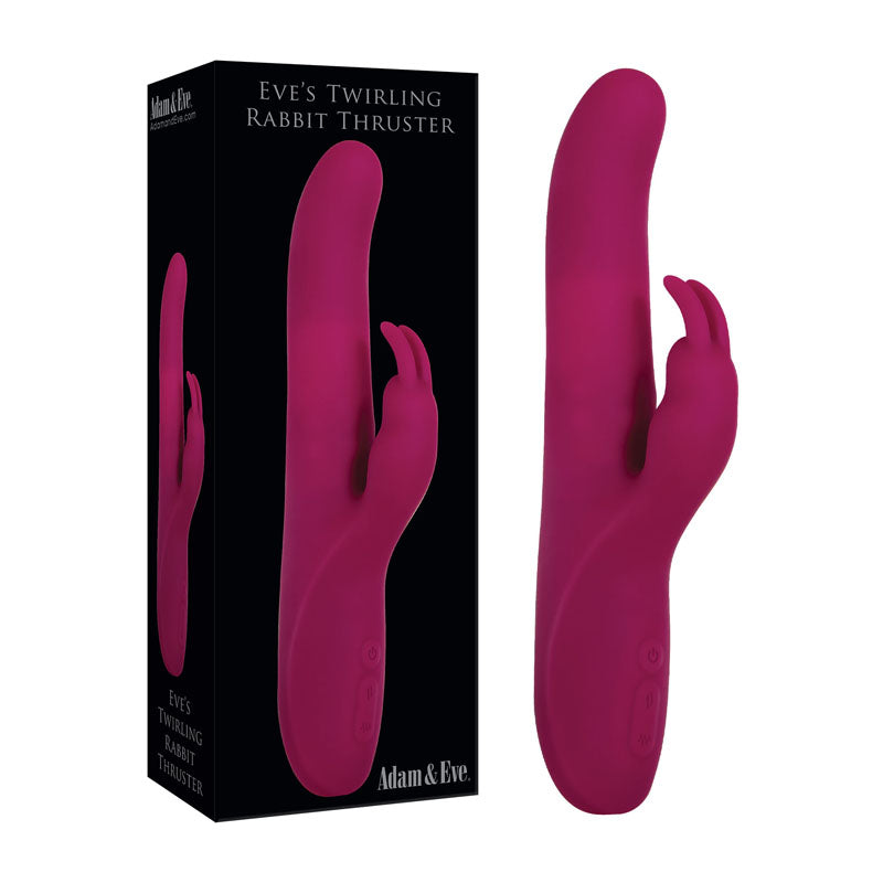 Adam & Eve Eve's Twirling Rabbit Thruster - 24.1 cm USB Rechargeable Thrusting Rabbit Vibrator