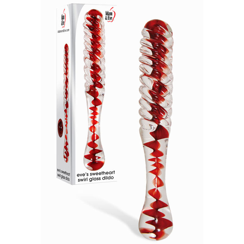 Adam & Eve Sweetheart Swirl Glass Dildo - /Red Glass 22 cm Dildo