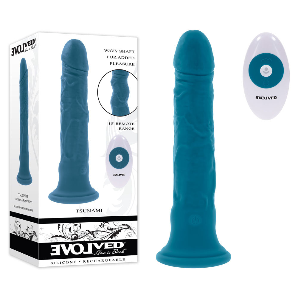 Evolved TSUNAMI -  18.4 cm USB Rechargeable Vibrating Dong with Remote Control