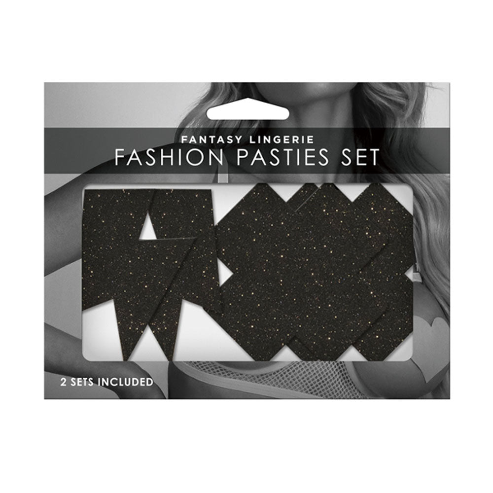 GLOW Fashion Pasties Set - Neon Green & Solid Pink - 2 Sets Included