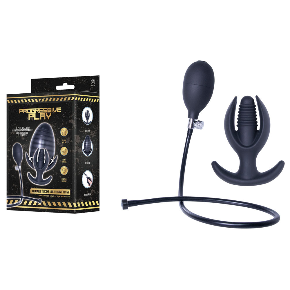 Progressive Play - Inflatable Silicone Anal Plug with Pump - 17 cm Inflatable Butt Plug