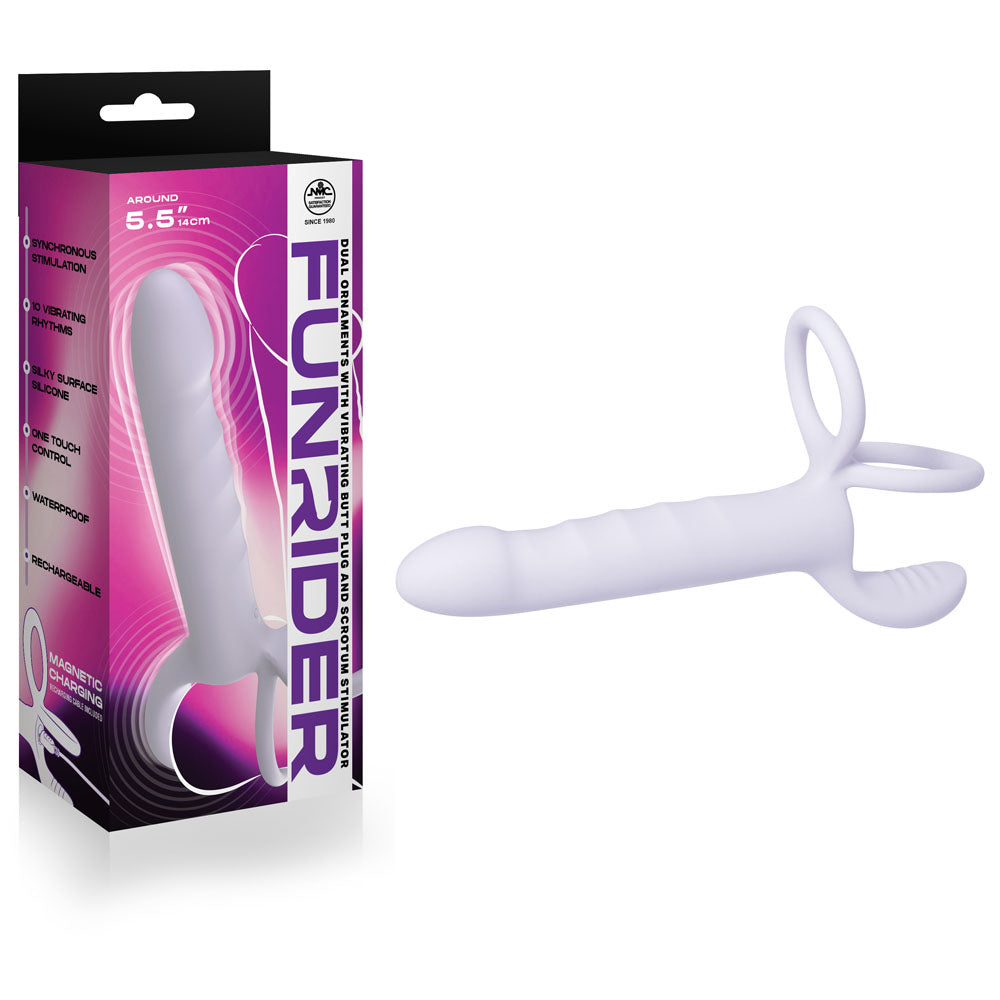 Funrider - Cock Ring with 14 cm USB Rechargeable Double Penetrator