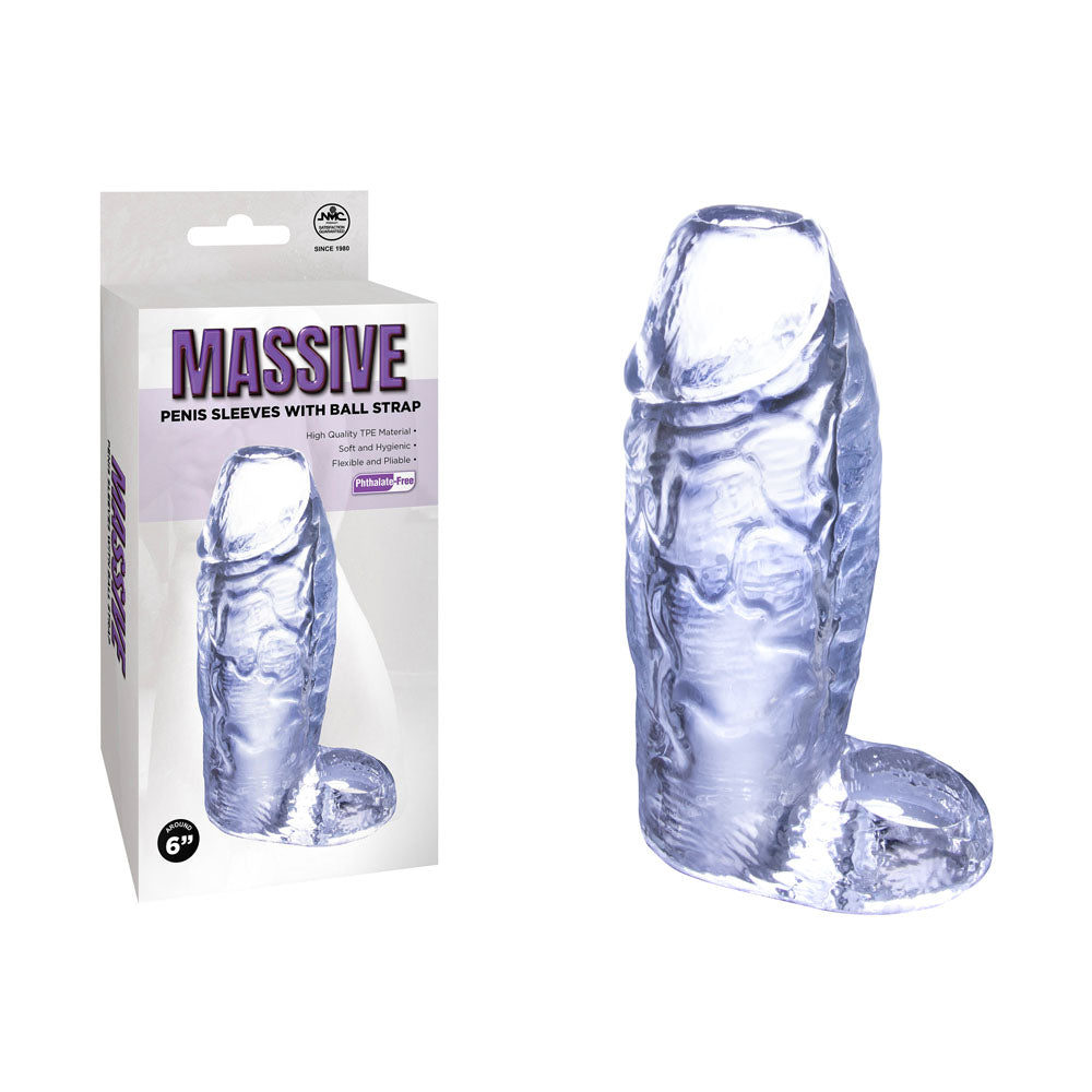 Massive Penis Sleeve with Ball Strap - 15.2 cm Penis Enlarger Sleeve