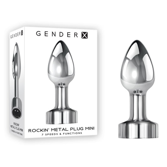 Gender X ROCKIN METAL PLUG MINI -  7.8 cm USB Rechargeable Vibrating Mini Butt Plug