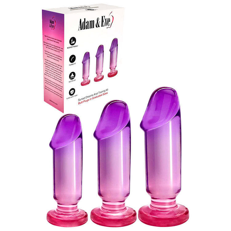 Adam & Eve SUNSET DREAMS Anal Training Kit - /Purple Anal Training Set - Set of 3 Plugs