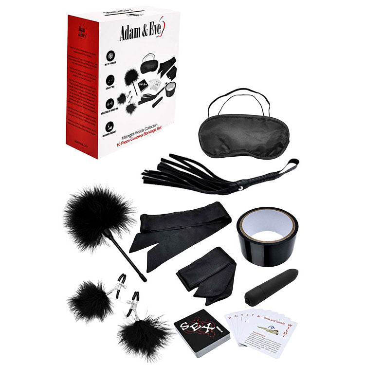 Adam & Eve MIDNIGHT MOODS COLLECTION - Couples Bondage Kit - Set of 10 Pieces