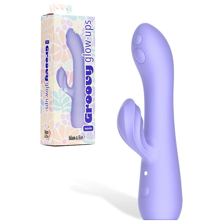 Adam & Eve GROOVY GLOW-UPS Wavie - 16.5 cm USB Rechargeable Rabbit Vibrator