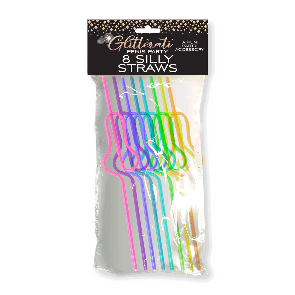 Glitterati Penis Silly Straws - Hen's Party Straws - 8 Pack