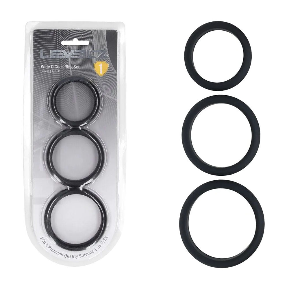 LEVELZ Wide O Silicone Cock Ring Set of 3 - L/XL/2X - Cock Rings - Set of 3 Sizes