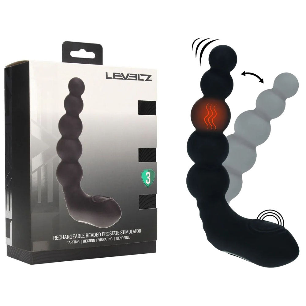 LEVELZ Rechargeable Beaded Prostate Massager - USB Rechargeable Heating + Vibrating Prostate Massager
