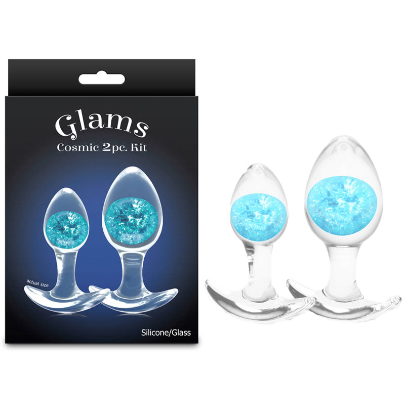 Glams Cosmic 2pc Kit - - Clear/ Butt Plugs - Set of 2 Sizes