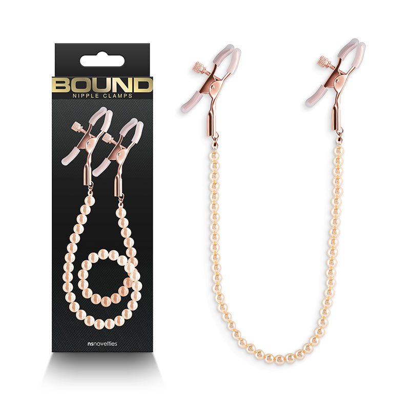 Bound Nipple Clamps - DC1 - - Nipple Clamps with Gold Pearl Chain