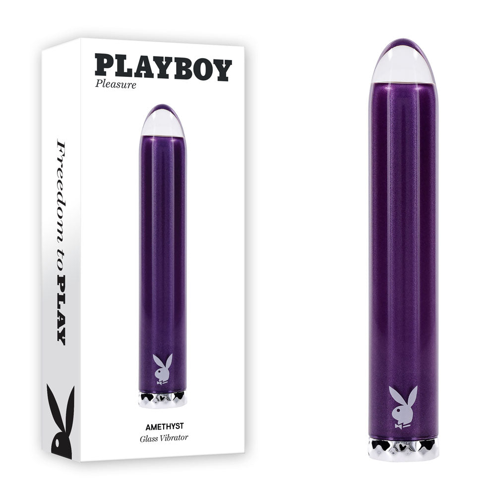 Playboy Pleasure AMETHYST - 12.4 cm USB Rechargeable Glass Tipped Mini Vibrator