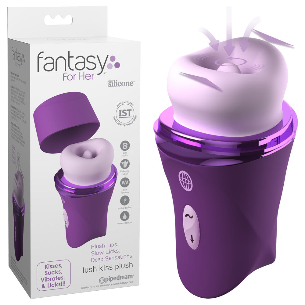Fantasy For Her Lush Kiss Plush - - USB Rechargeable Licking & Sucking Stimulator