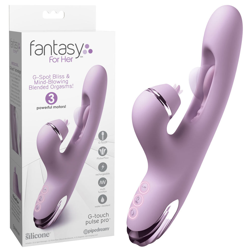 Fantasy For Her G-Touch Pulse Pro - - 23.4 cm USB Rechargeable Rabbit Vibrator with Flicking Shaft and Tip