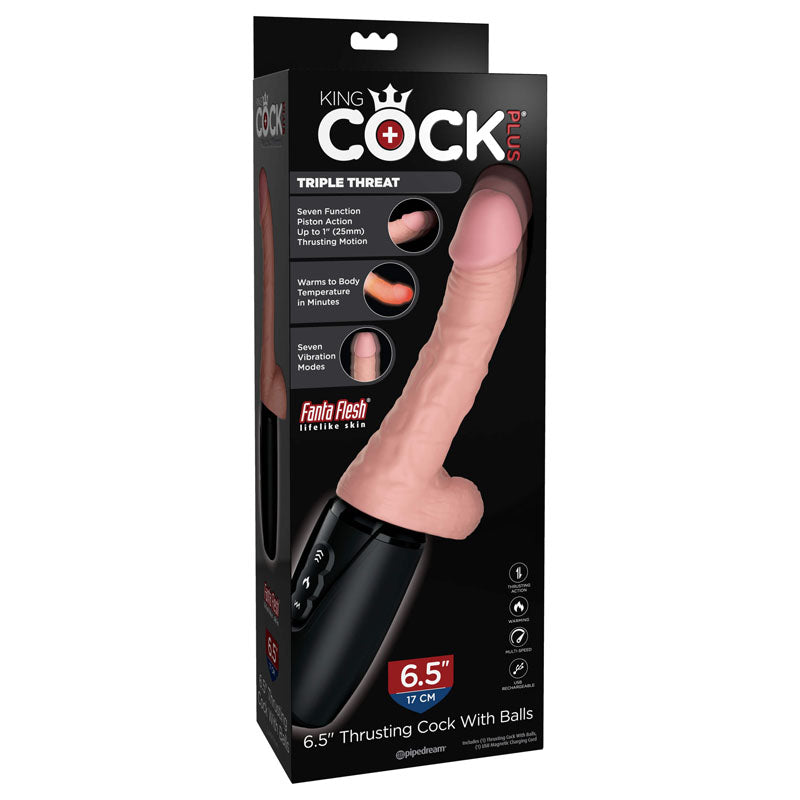 King Cock Plus 6.5'' Thrusting Cock with Balls - 16.5 cm Thrusting Dong