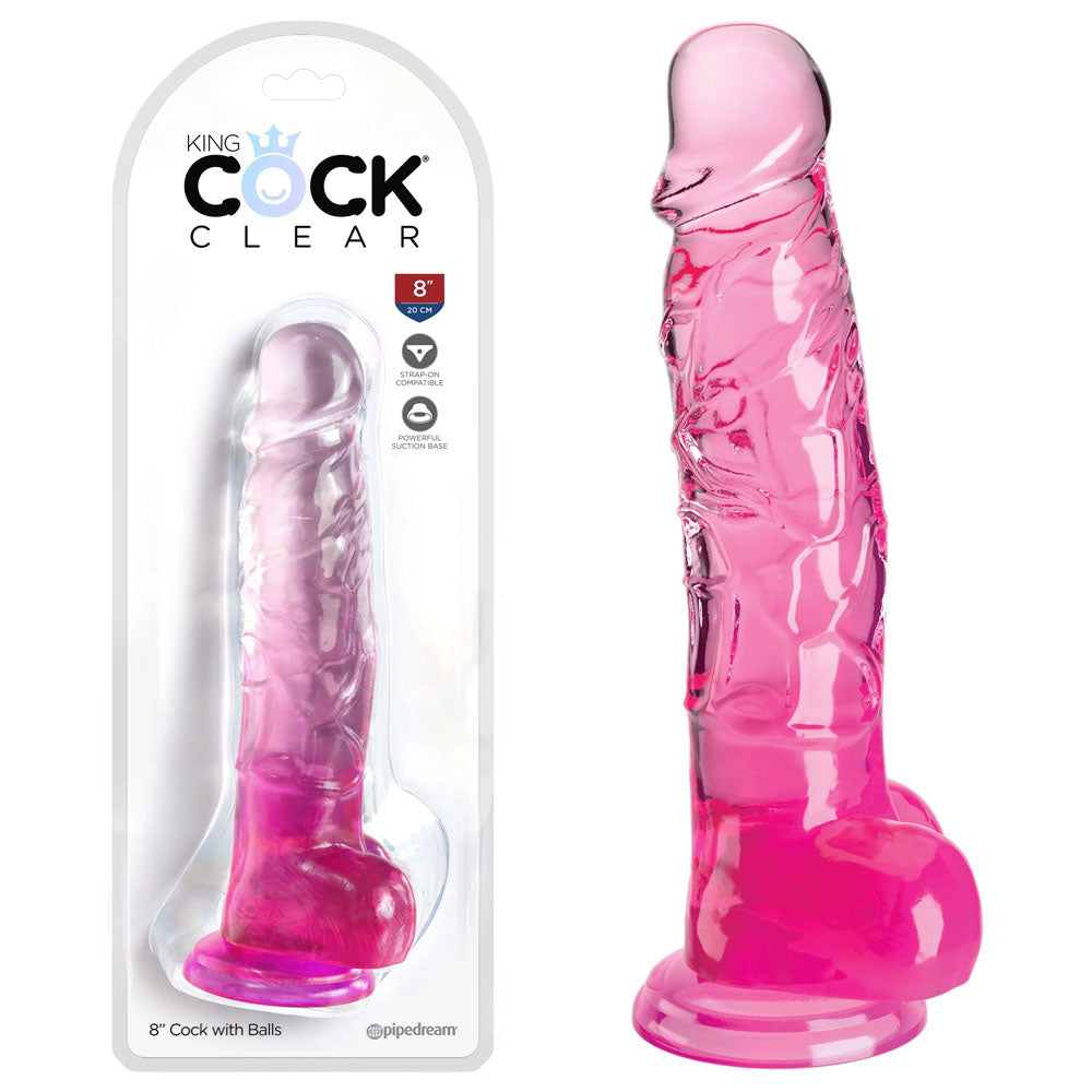 King Cock Clear 8'' Cock with Balls - - 20.3 cm Dong