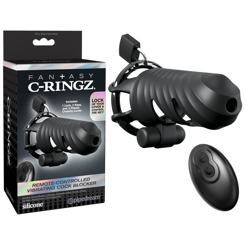 Fantasy C-Ringz Remote-Controlled Vibrating Cock Blocker - Vibrating Cock Cage