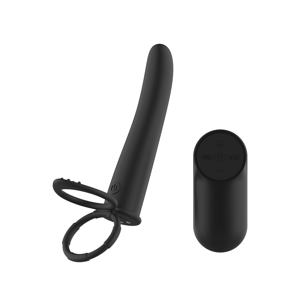 Passion Play Vibrating Double Penetrator with Remote - USB Rechargeable Vibrating Double Penetrator Cock Ring with Wireless Remote