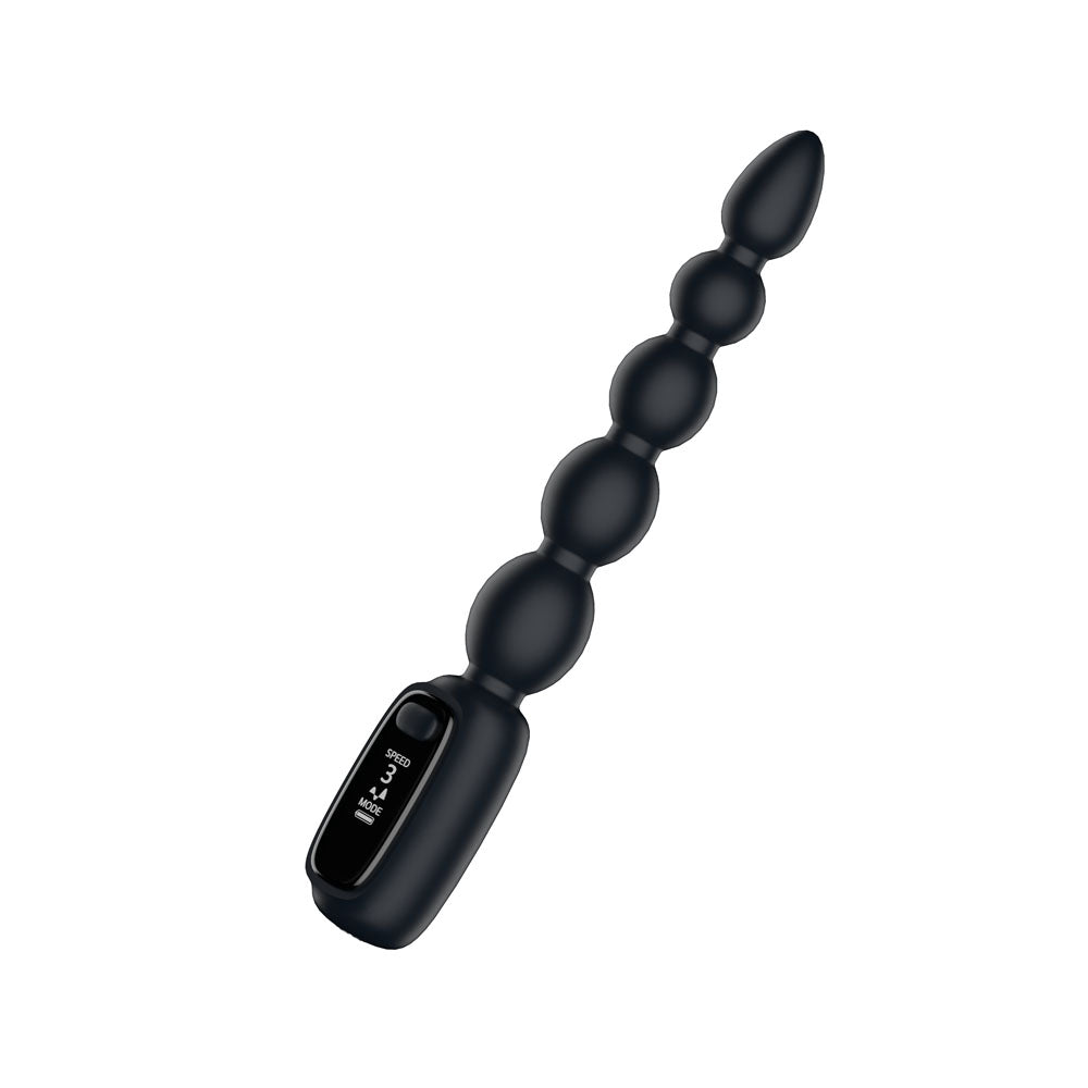 Passion Play Vibrating Anal Beads with LED Screen - 23 cm USB Rechargeable Vibrating Anal Beads
