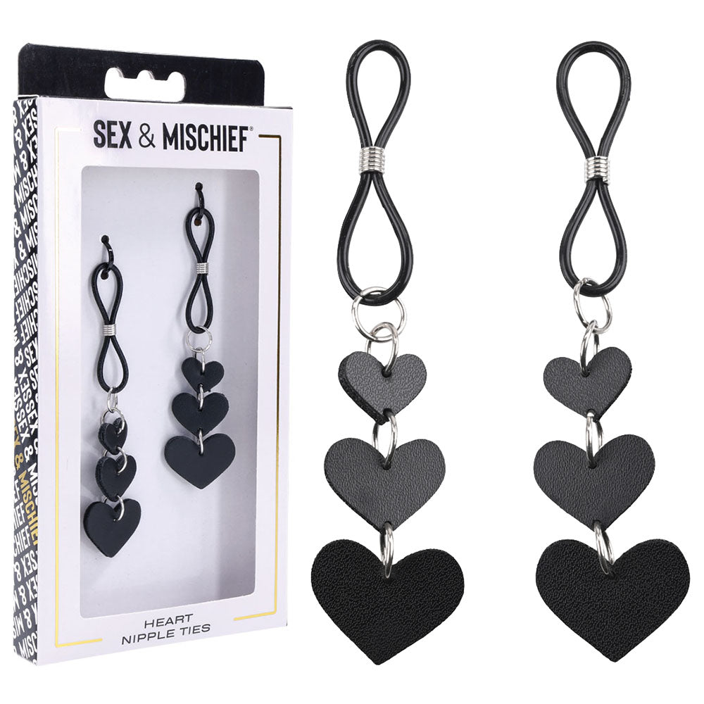 Sex & Mischief Heart Nipple Ties - Nipple Restraints - Set of 2