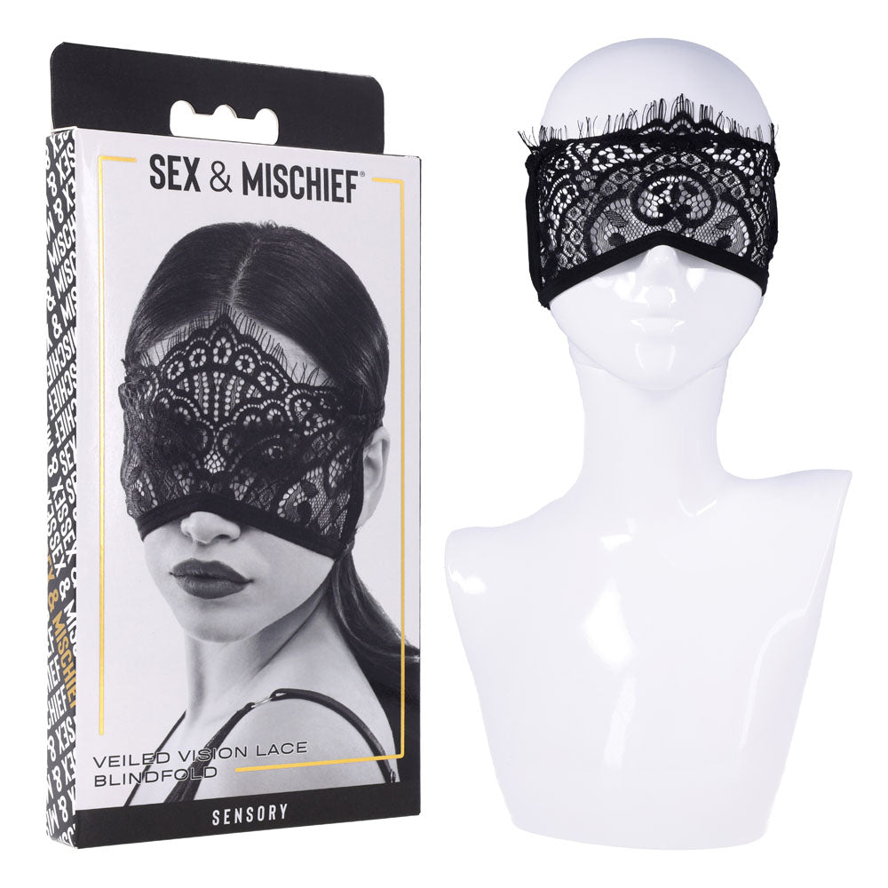 S&M Veiled Vision Lace Blindfold - Lace Blindfold