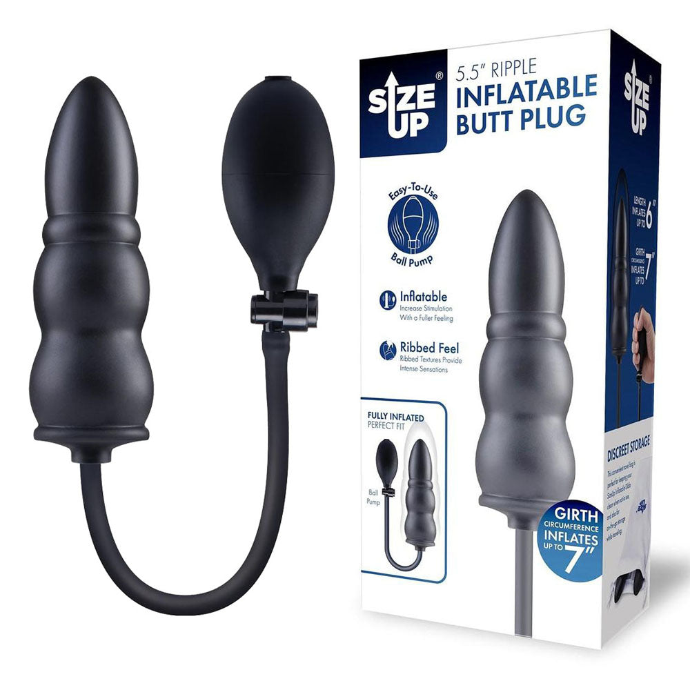 Size Up 5.5 Inch Ripple Inflatable Butt Plug - 15.2 cm Inflatable Butt Plug