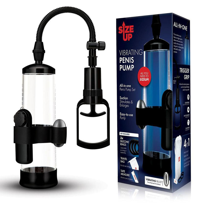 Size Up Vibrating Trigger Penis Pump - Vibrating Penis Pump