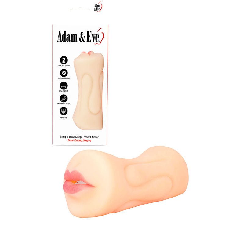 Adam & Eve Bang & Blow Deep Throat Stroker - Vagina & Mouth Dual Ended Stroker - Pleasure Den