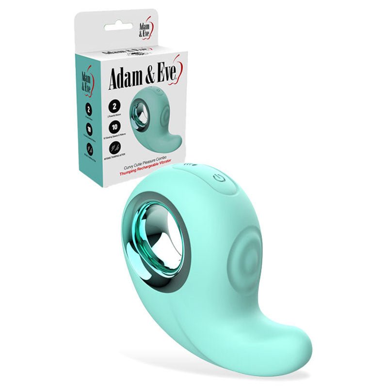 Adam & Eve CURVY CUTIE PLEASURE COMBO - Teal USB Rechargeable Tapping Stimulator - Pleasure Den