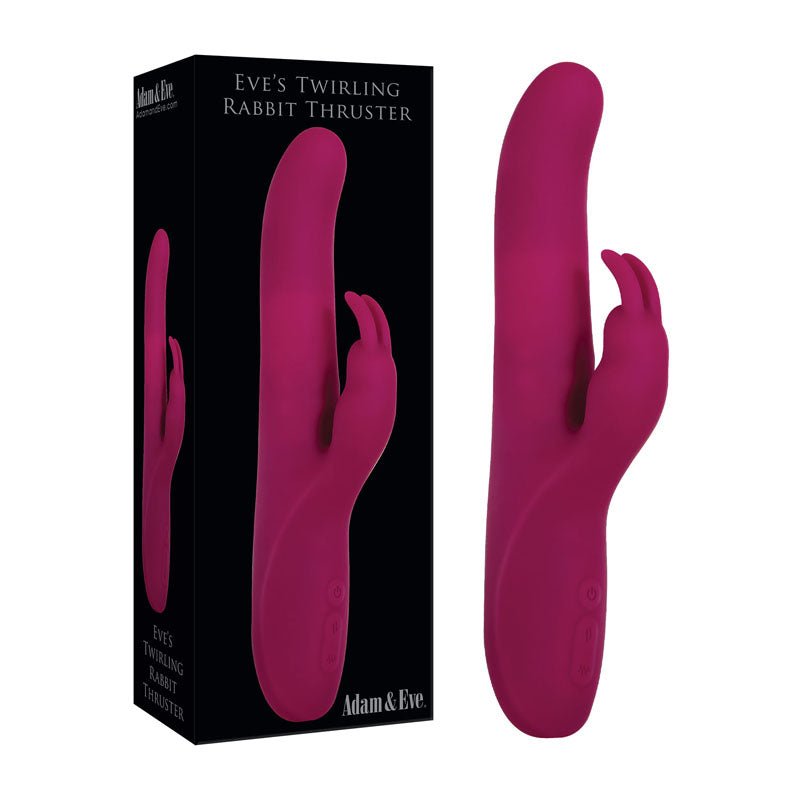 Adam & Eve Eve's Twirling Rabbit Thruster - 24.1 cm USB Rechargeable Thrusting Rabbit Vibrator - Pleasure Den