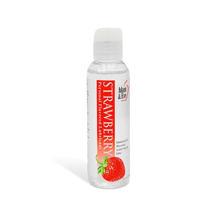 Adam & Eve STRAWBERRY Lubricant - Strawberry Flavoured Water Based Lubricant - 118 ml Bottle - Pleasure Den