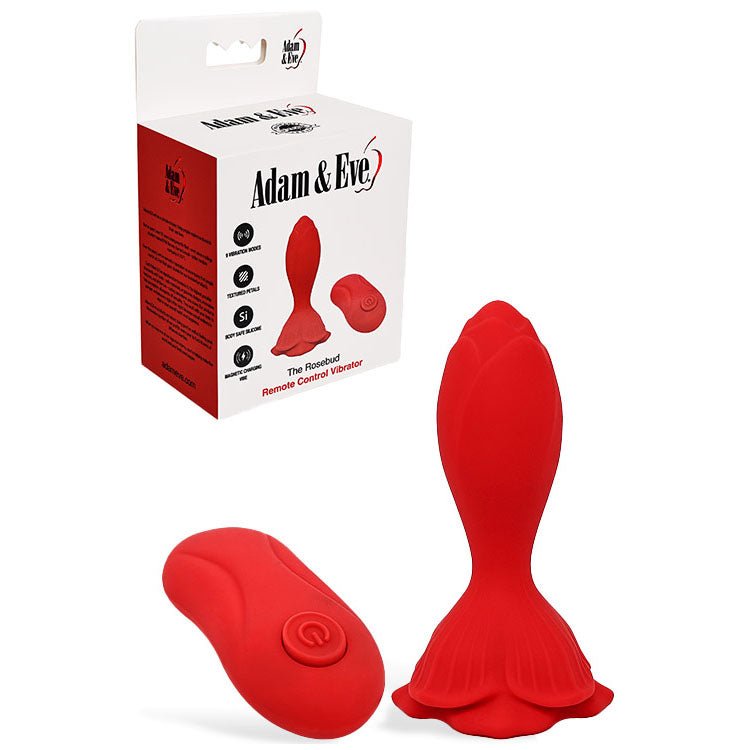 Adam & Eve THE ROSEBUD - 10.2 cm USB Rechargeable Vibrating Butt Plug with Remote - Pleasure Den
