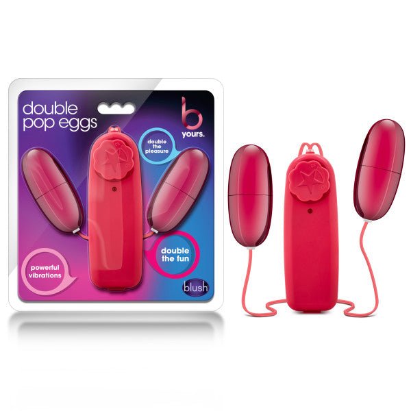 B Yours Double Pop Eggs - Cerise Dual Vibrating Eggs - Pleasure Den