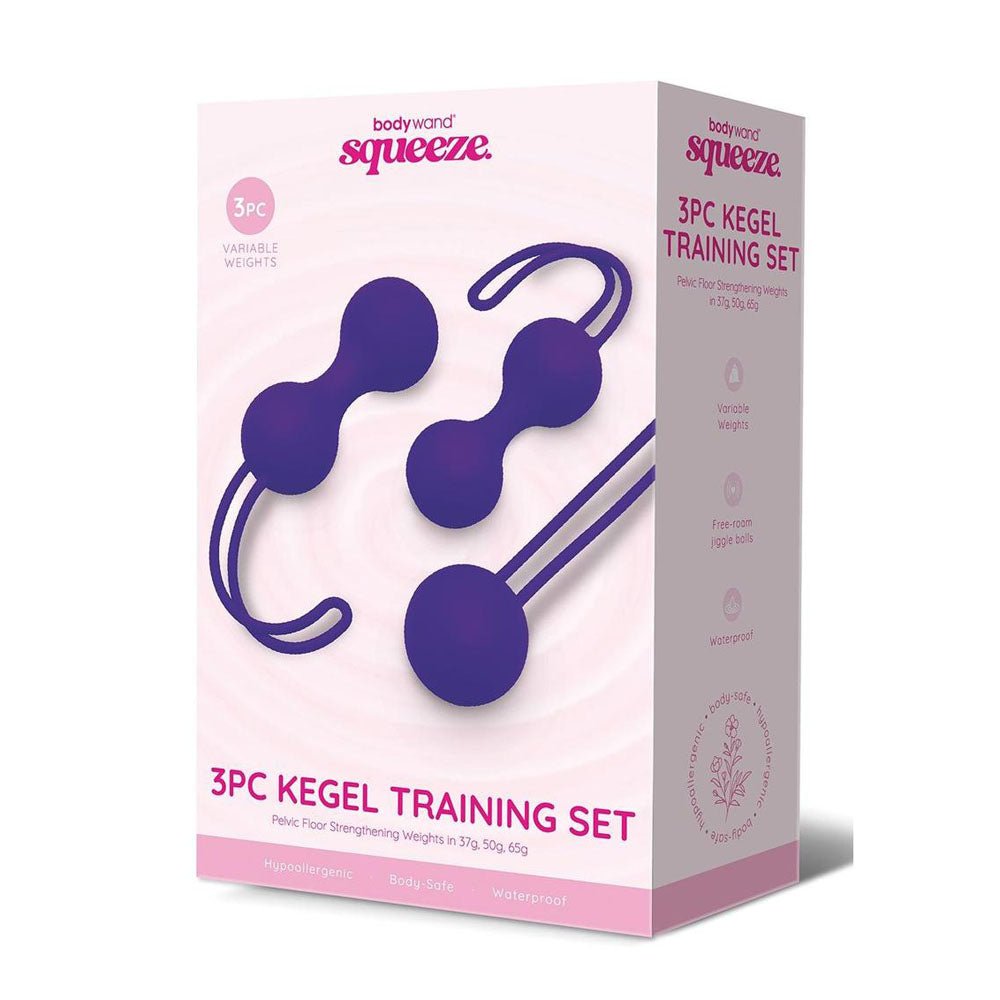 Bodywand Squeeze 3pc Kegel Training Set - Weighted Kegel Ball Set - 3 Piece Kit - Pleasure Den