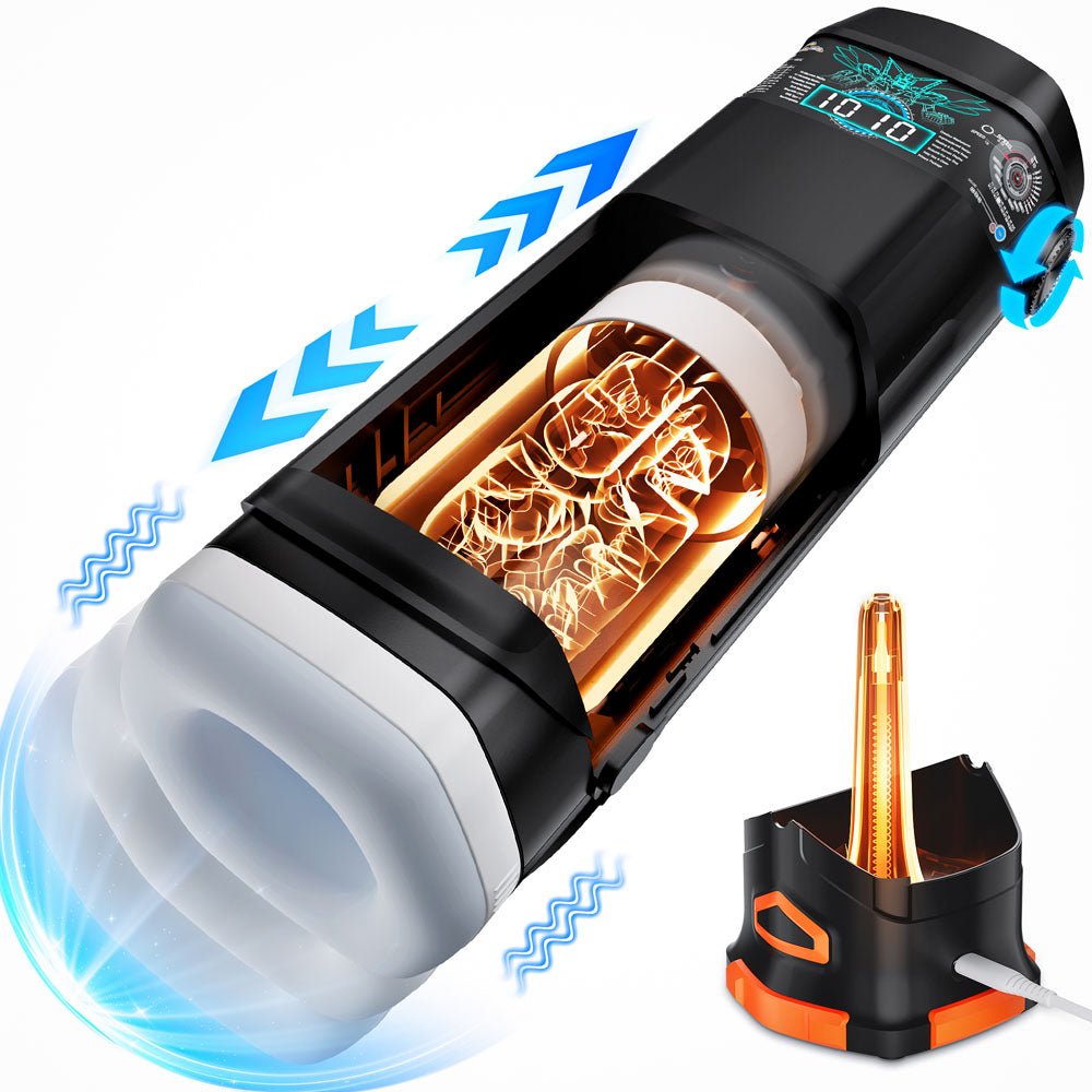 CyberSkin The Titan - USB Rechargeable Thrusting & Vibrating Auto Masturbator with Heater - Pleasure Den