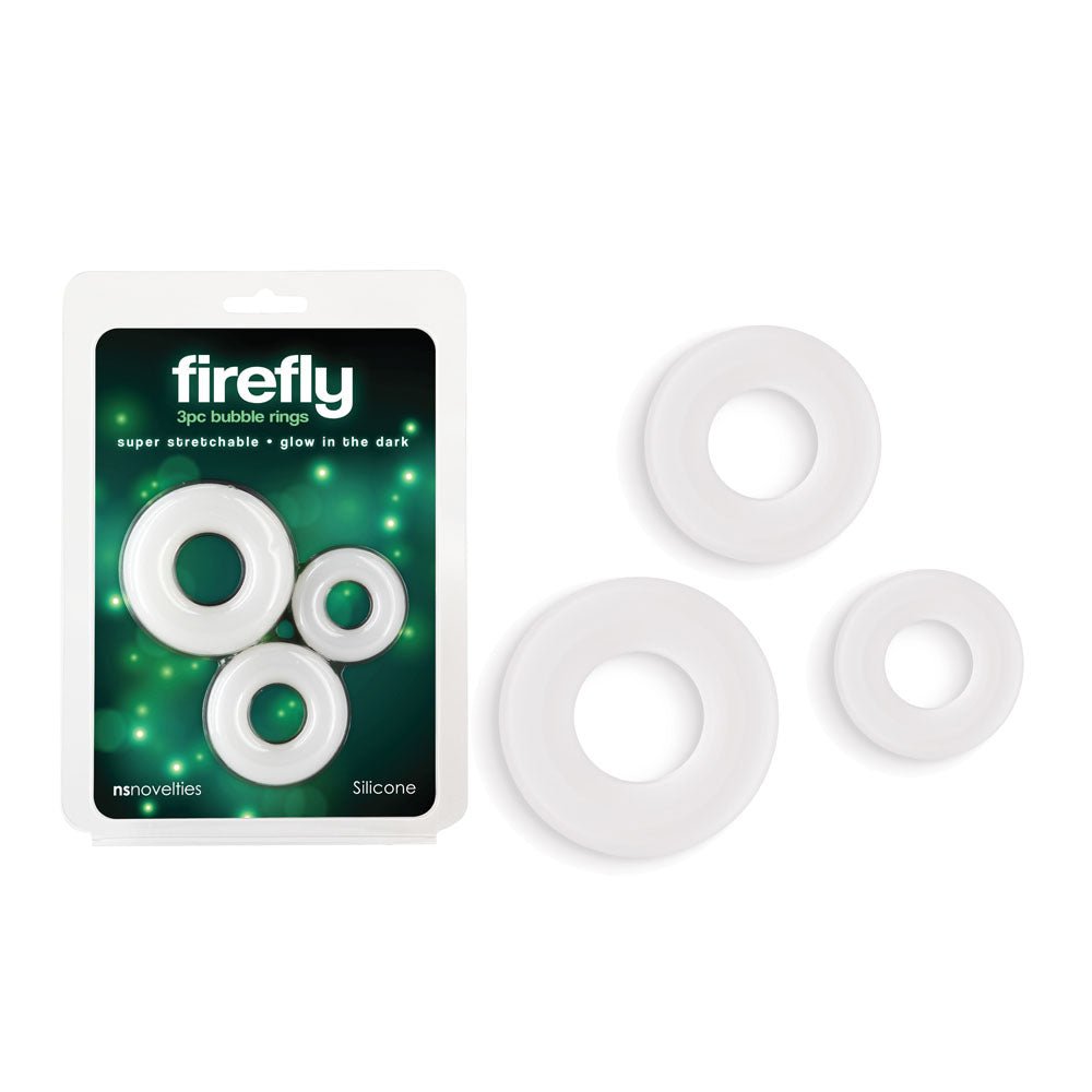 Firefly - 3pc Bubble Rings - Glow in Dark Cock Rings - Set of 3 Sizes - Pleasure Den