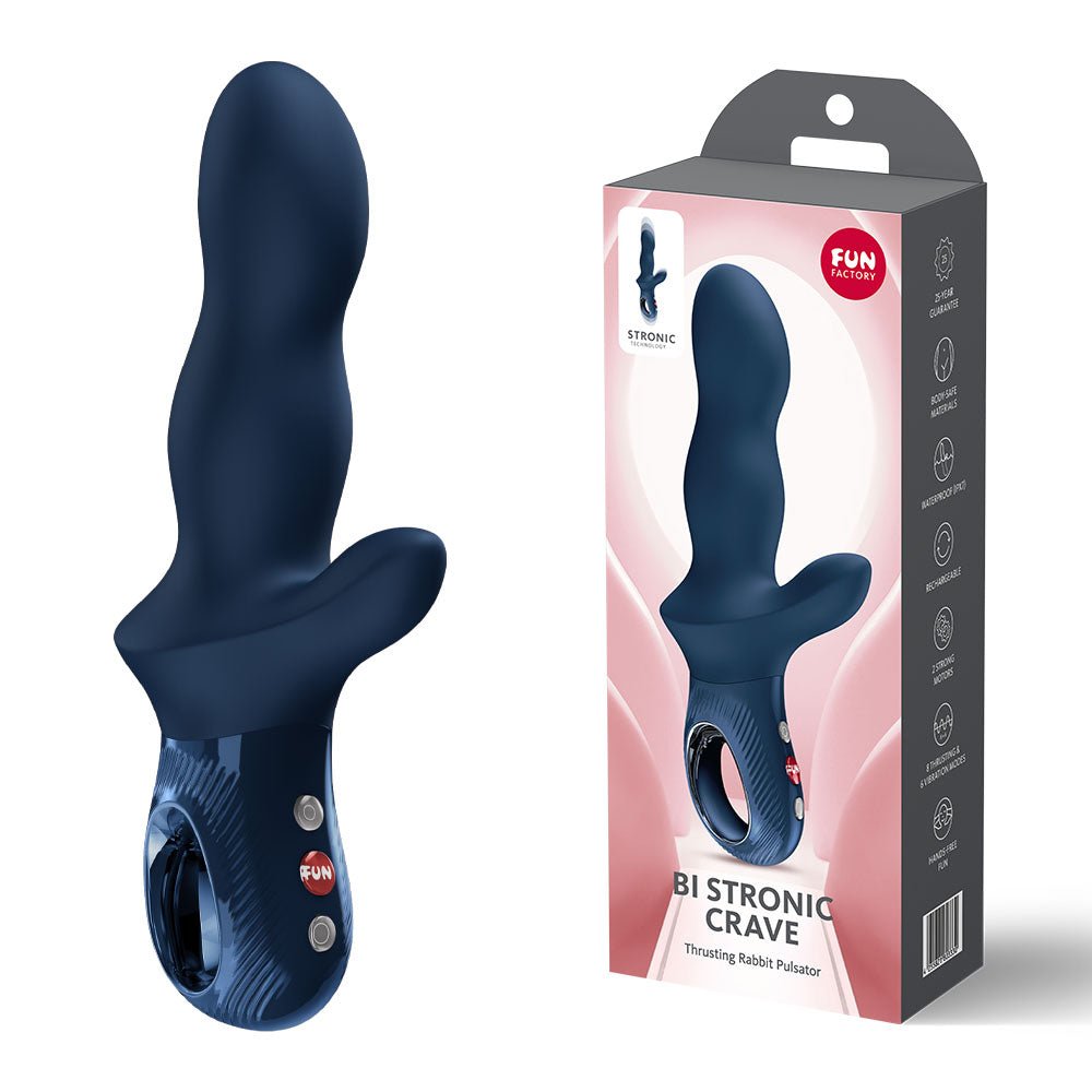 Fun Factory BI STRONIC CRAVE Nightblue - Nightblue USB-C Rechargeable Thrusting Vibrator - Pleasure Den