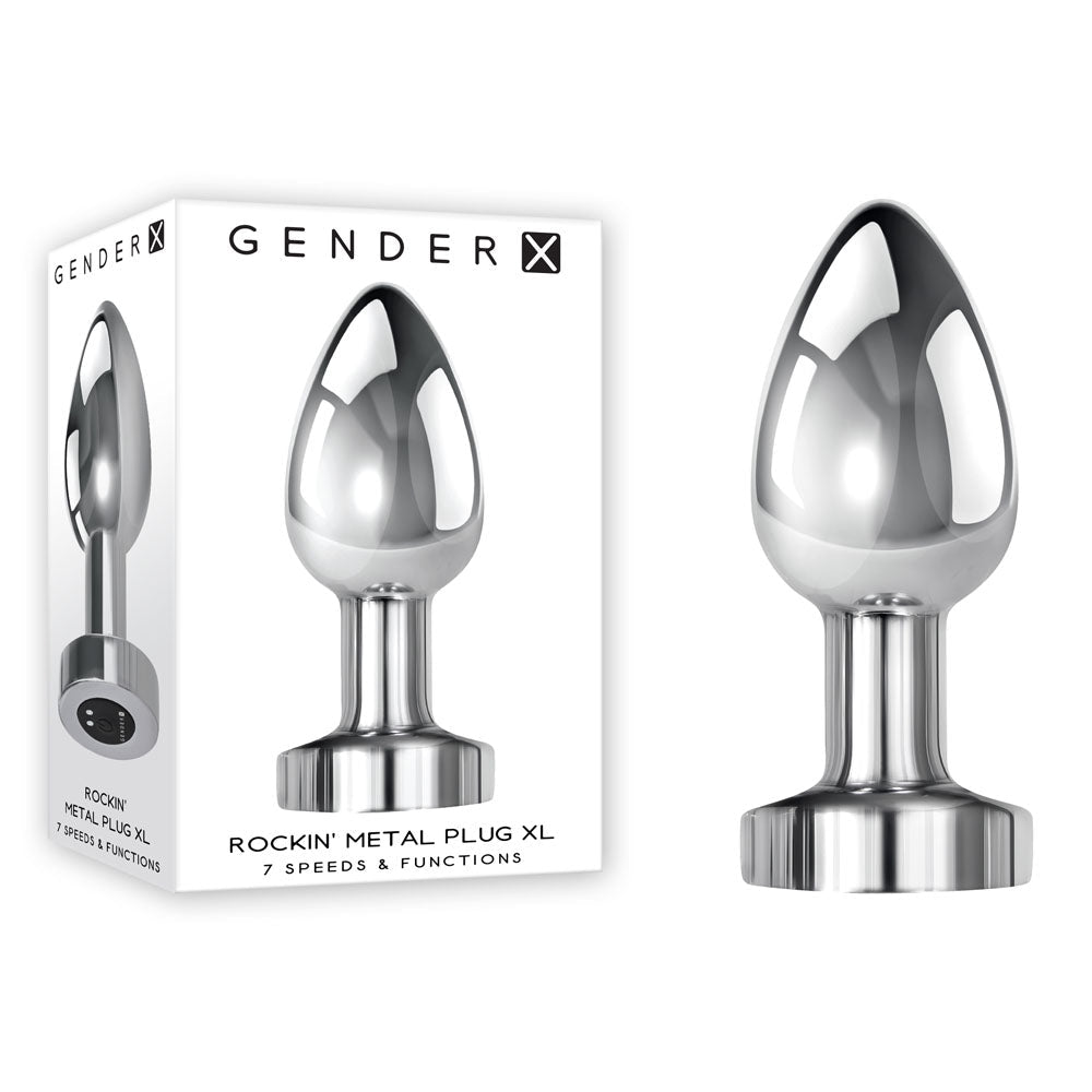 Gender X ROCKIN METAL PLUG XL - 10.5 cm USB Rechargeable Vibrating XL Butt Plug - Pleasure Den