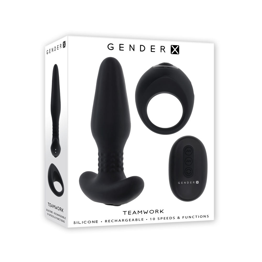 Gender X TEAMWORK - USB Rechargeable Rimming Butt Plug & Vibrating Cock Ring - Pleasure Den