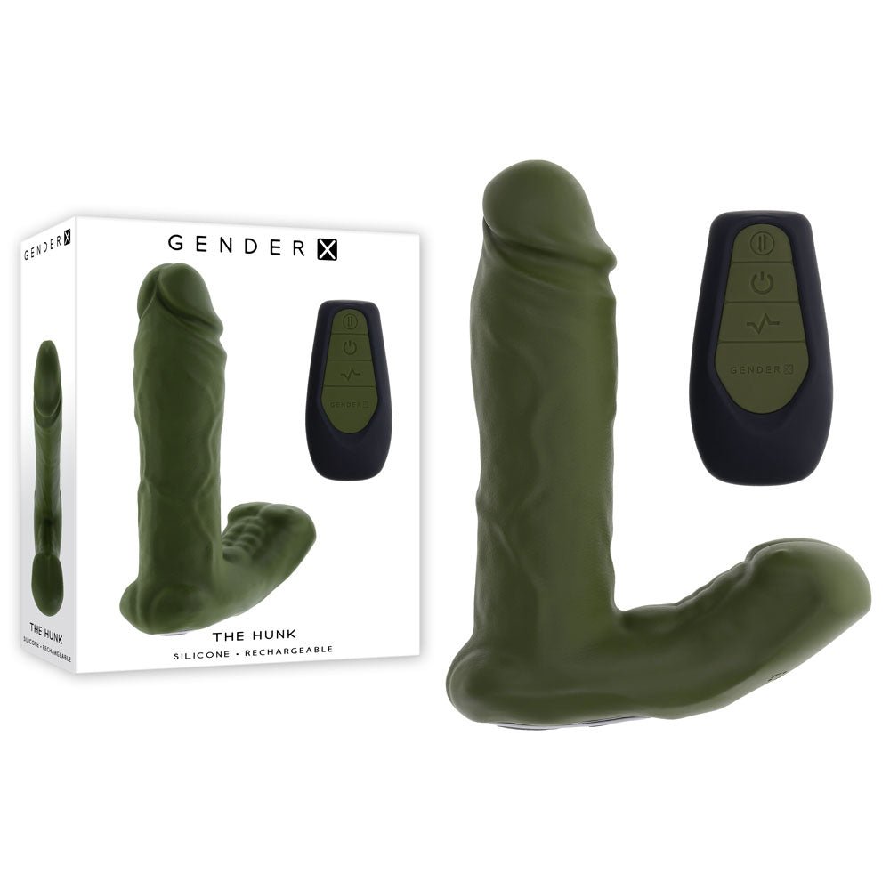 Gender X THE HUNK - 15.2 cm USB Rechargeable Thrusting Vibrator with Remote - Pleasure Den