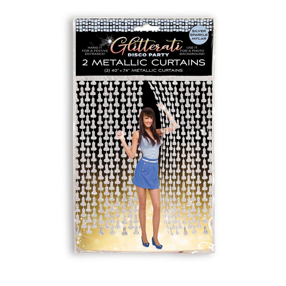 Glitterati - Penis Party Disco Metallic Curtains - Party Doorway Decoration - Set of 2 - Pleasure Den