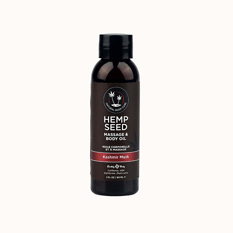 Hemp Seed Massage & Body Oil - Kashmir Musk (Brandy, Magnolia & Vanilla Musk) Scented - 59 ml - Pleasure Den